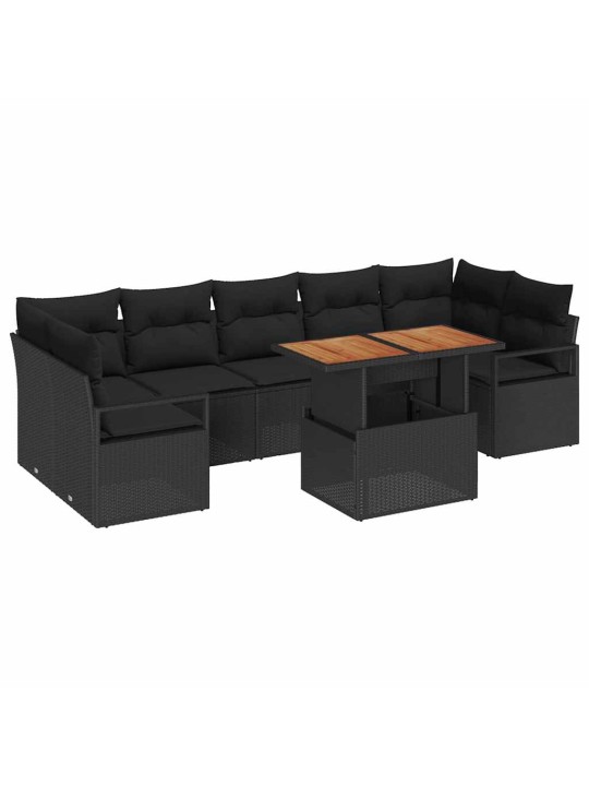 Dārza dīvānu komplekts 8 pcs melns un brūns 100 x 55 x 73 cm