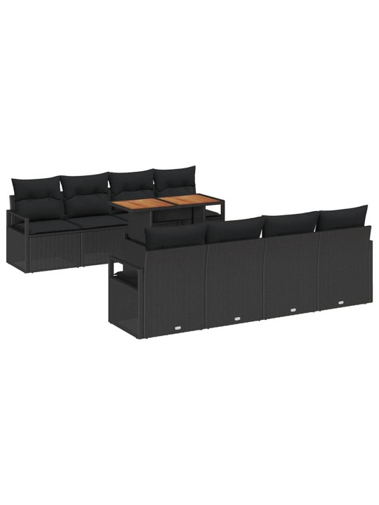 Dārza dīvānu komplekts 9 pcs melns un brūns 100 x 55 x 73 cm