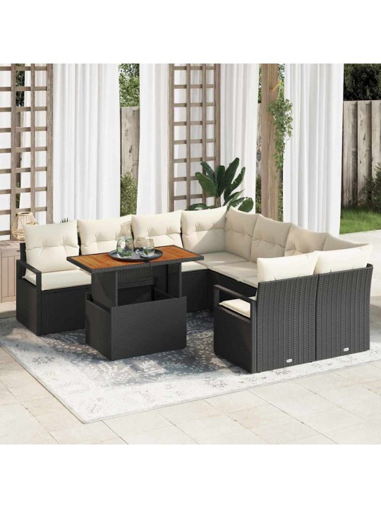 Dārza ēdamgalds 9 pcs melns un krēmkrāsa 100 x 55 x 73 cm