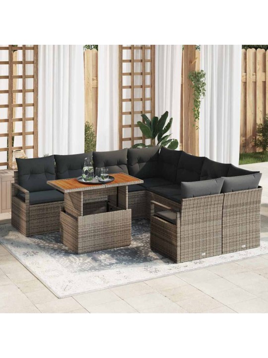 Dārza ēdamgalds 9 pcs pelēks un brūns 100 x 55 x 73 cm