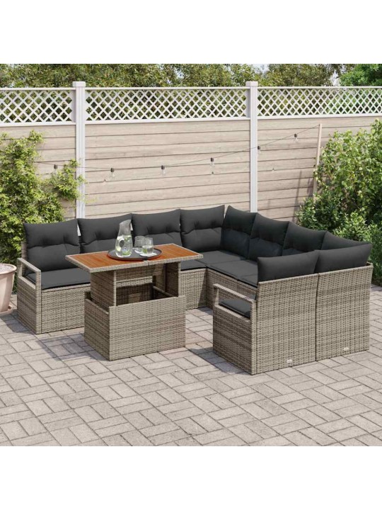 Dārza ēdamgalds 9 pcs pelēks un brūns 100 x 55 x 73 cm