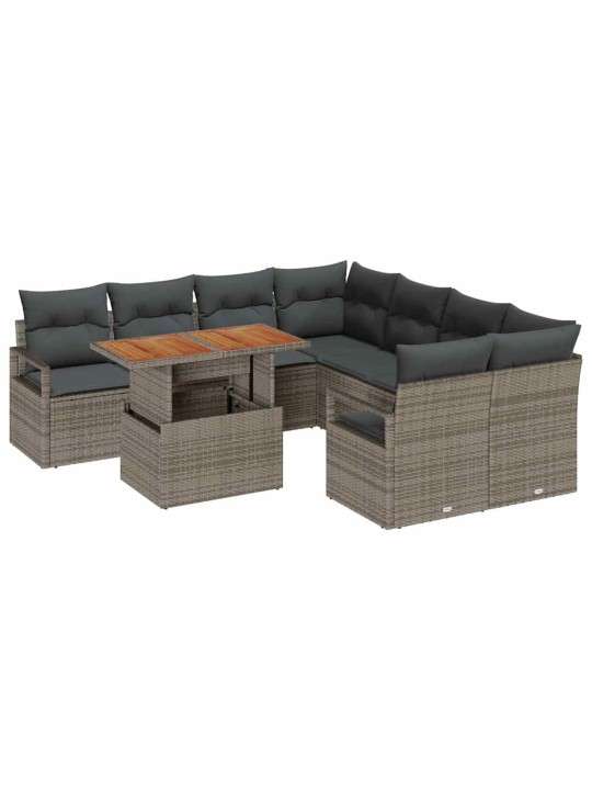 Dārza ēdamgalds 9 pcs pelēks un brūns 100 x 55 x 73 cm