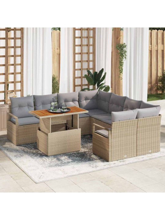 Dārza ēdamgalds 9 pcs bēšs un pelēks 100 x 55 x 73 cm