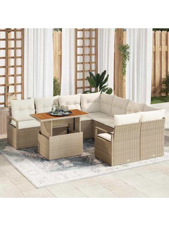 Dārza ēdamgalds 9 pcs bēšs un krēms 100 x 55 x 73 cm