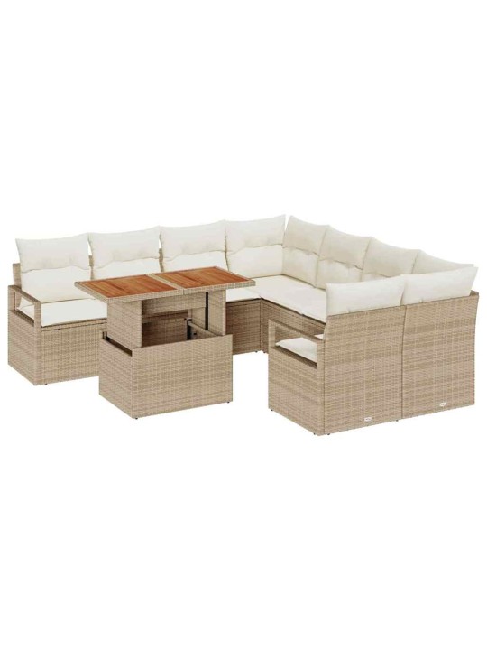Dārza ēdamgalds 9 pcs bēšs un krēms 100 x 55 x 73 cm