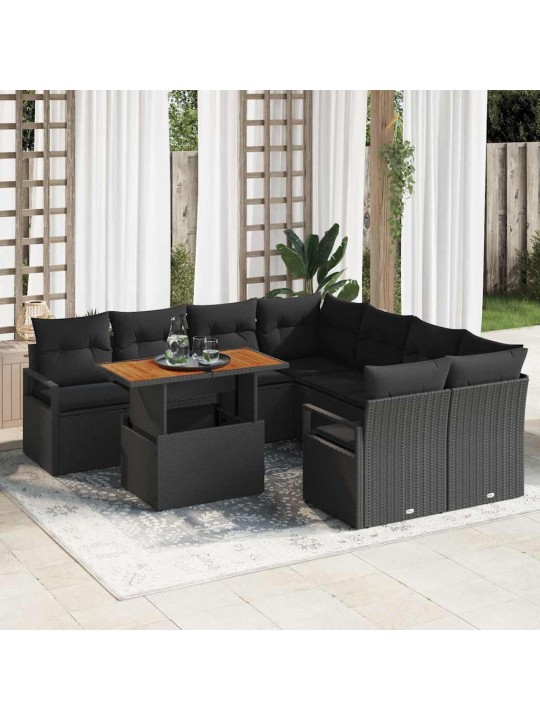 Dārza ēdamgalds 9 pcs melns un brūns 100 x 55 x 73 cm