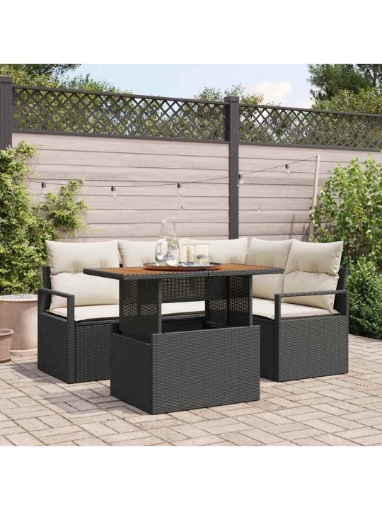 Dārza ēdamgalds 5 pcs melns un krēmkrāsa 100 x 55 x 73 cm