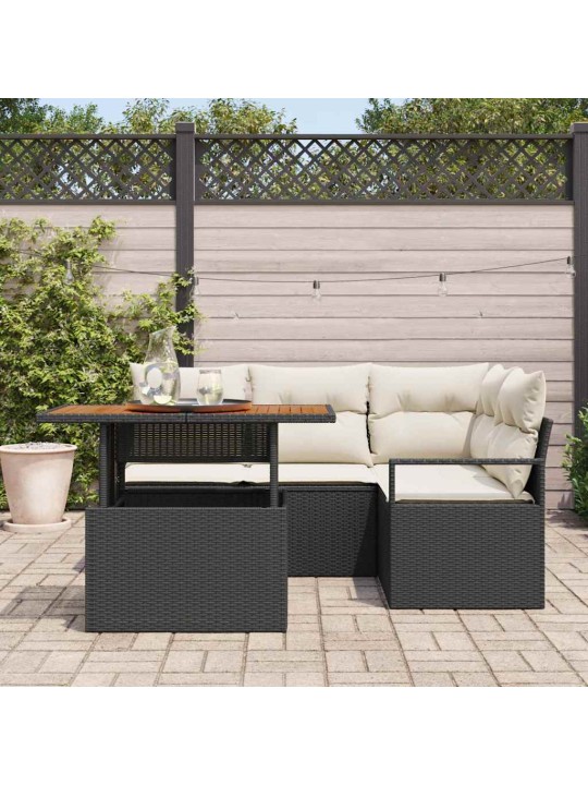 Dārza ēdamgalds 5 pcs melns un krēmkrāsa 100 x 55 x 73 cm