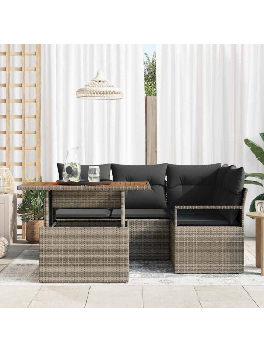 Dārza ēdamgalds 5 pcs pelēks un brūns 100 x 55 x 73 cm
