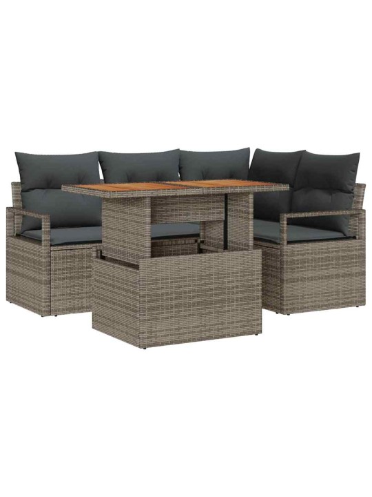 Dārza ēdamgalds 5 pcs pelēks un brūns 100 x 55 x 73 cm