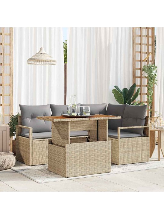 Dārza ēdamgalds 5 pcs bēšs un pelēks 100 x 55 x 73 cm