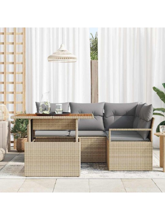 Dārza ēdamgalds 5 pcs bēšs un pelēks 100 x 55 x 73 cm