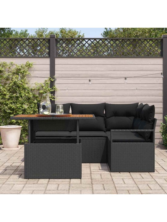 Dārza ēdamgalds 5 pcs melns un brūns 100 x 55 x 73 cm