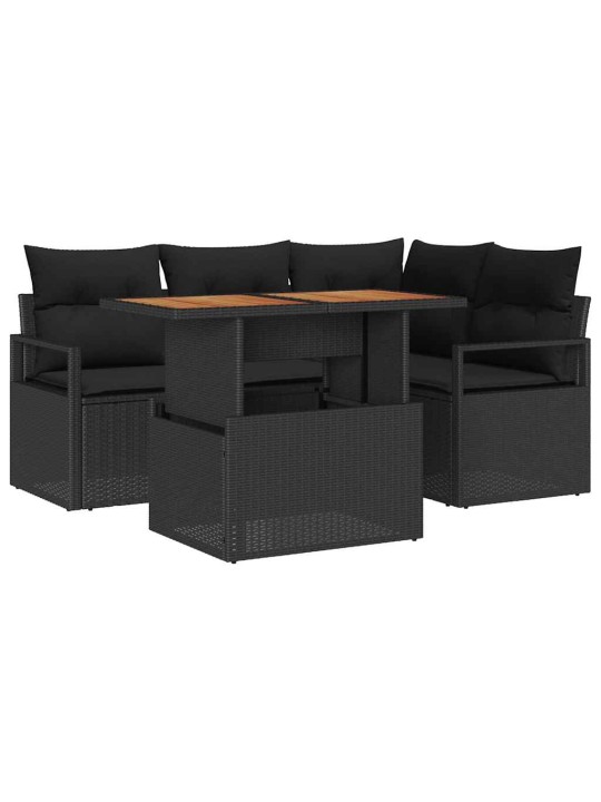 Dārza ēdamgalds 5 pcs melns un brūns 100 x 55 x 73 cm
