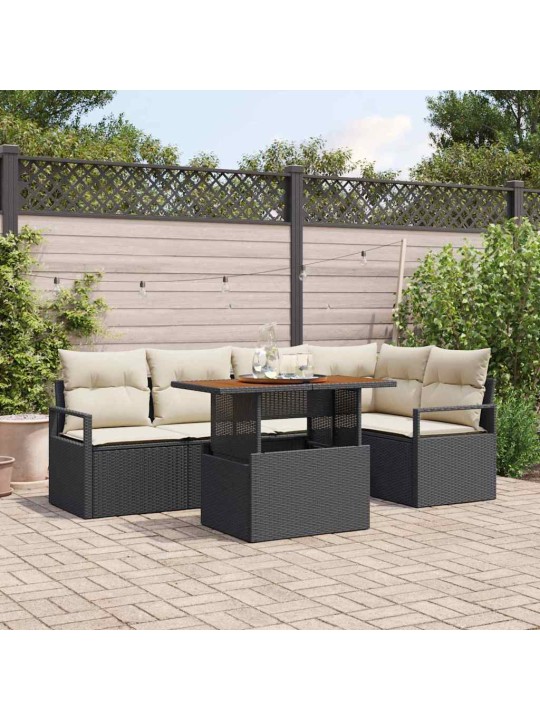 Dārza ēdamgalds 6 pcs melns un krēmkrāsa 100 x 55 x 73 cm