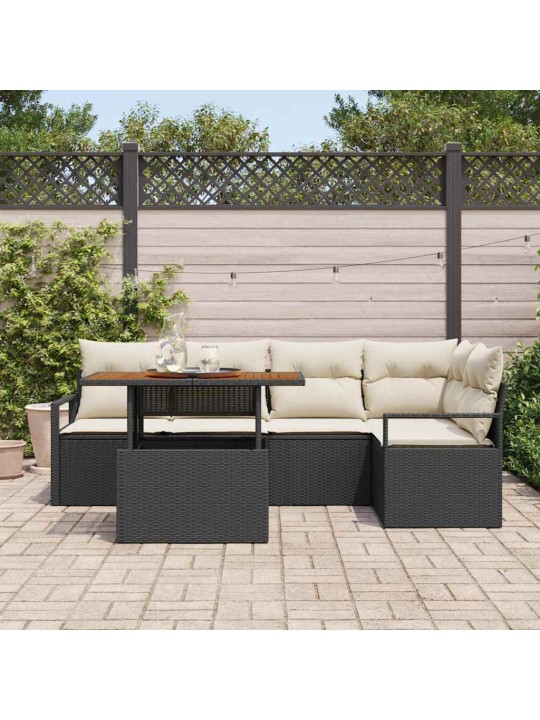 Dārza ēdamgalds 6 pcs melns un krēmkrāsa 100 x 55 x 73 cm