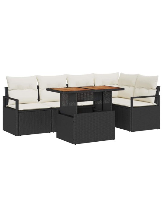 Dārza ēdamgalds 6 pcs melns un krēmkrāsa 100 x 55 x 73 cm