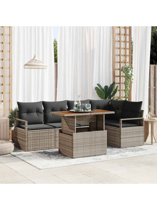 Dārza ēdamgalds 6 pcs pelēks un brūns 100 x 55 x 73 cm