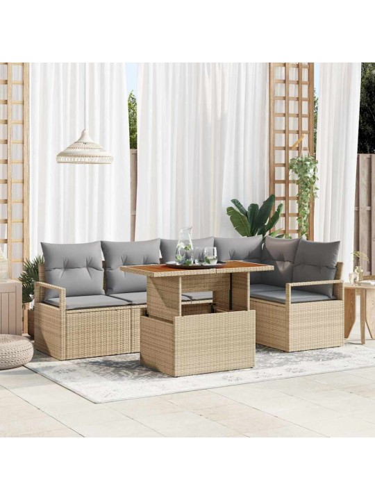 Dārza ēdamgalds 6 pcs bēšs un pelēks 100 x 55 x 73 cm