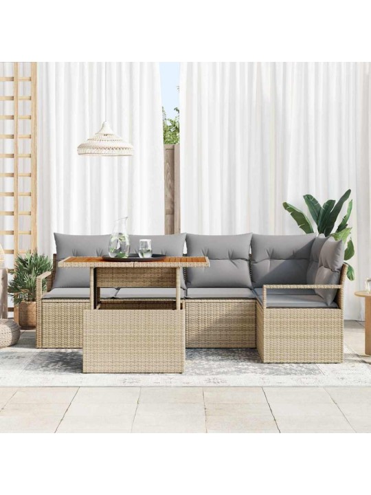Dārza ēdamgalds 6 pcs bēšs un pelēks 100 x 55 x 73 cm