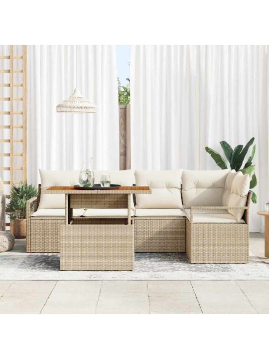 Dārza ēdamgalds 6 pcs bēšs un krēms 100 x 55 x 73 cm