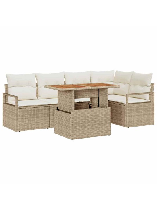 Dārza ēdamgalds 6 pcs bēšs un krēms 100 x 55 x 73 cm