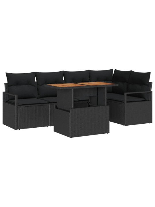 Dārza ēdamgalds 6 pcs melns un brūns 100 x 55 x 73 cm