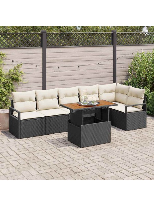 Dārza ēdamgalds 7 pcs melns un krēmkrāsa 100 x 55 x 73 cm