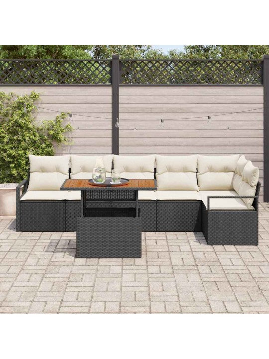 Dārza ēdamgalds 7 pcs melns un krēmkrāsa 100 x 55 x 73 cm