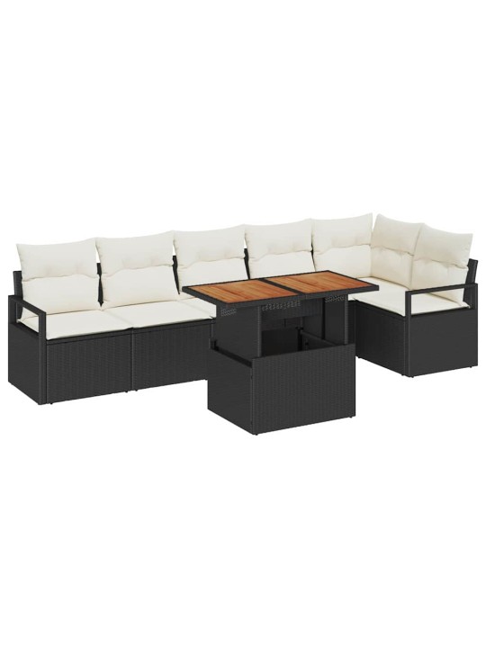 Dārza ēdamgalds 7 pcs melns un krēmkrāsa 100 x 55 x 73 cm