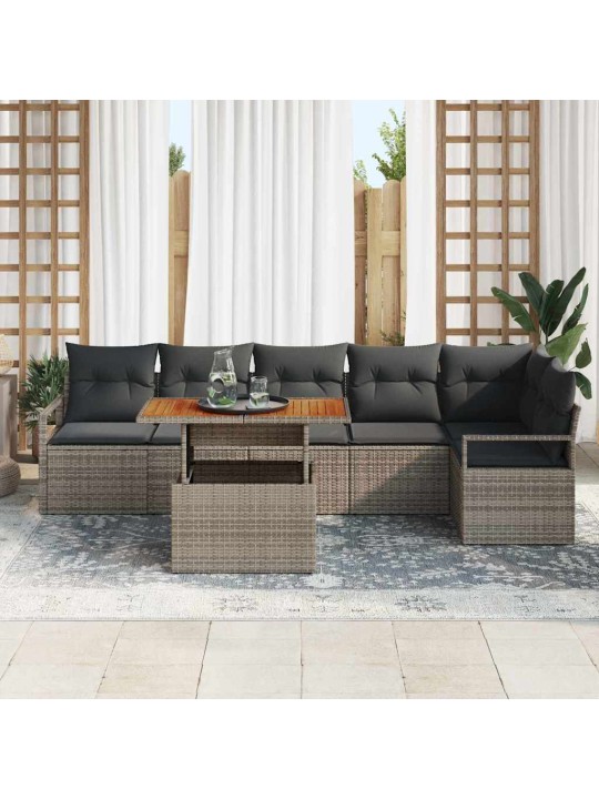Dārza ēdamgalds 7 pcs pelēks un brūns 100 x 55 x 73 cm