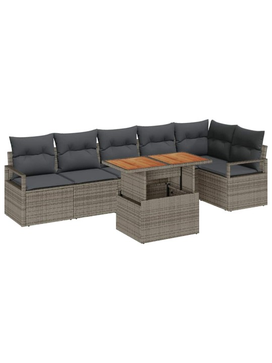Dārza ēdamgalds 7 pcs pelēks un brūns 100 x 55 x 73 cm
