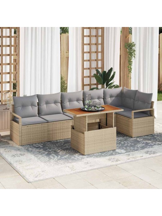 Dārza ēdamgalds 7 pcs bēšs un pelēks 100 x 55 x 73 cm