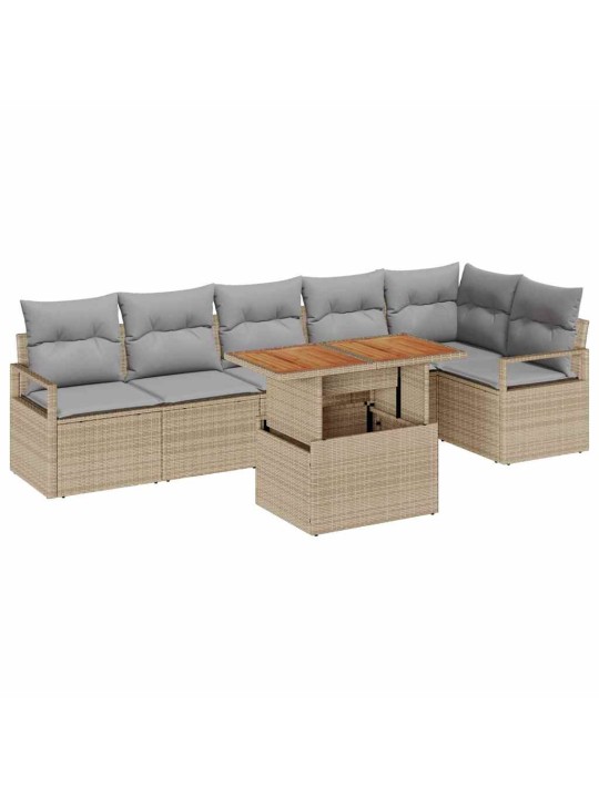 Dārza ēdamgalds 7 pcs bēšs un pelēks 100 x 55 x 73 cm