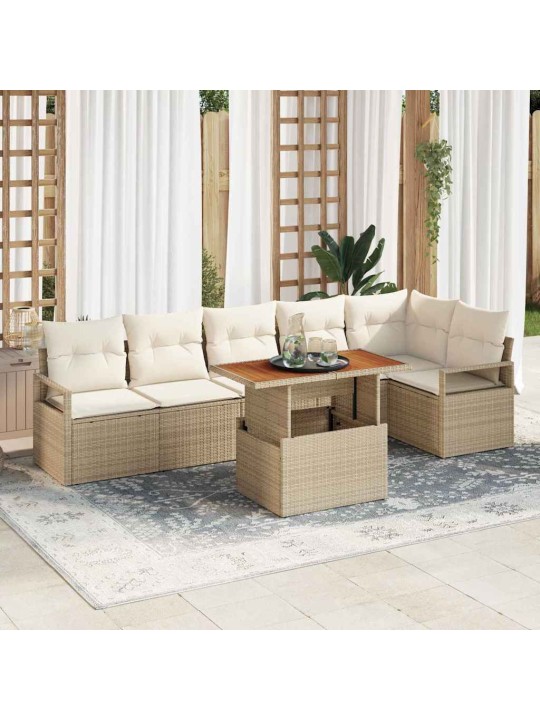 Dārza ēdamgalds 7 pcs bēšs un krēms 100 x 55 x 73 cm