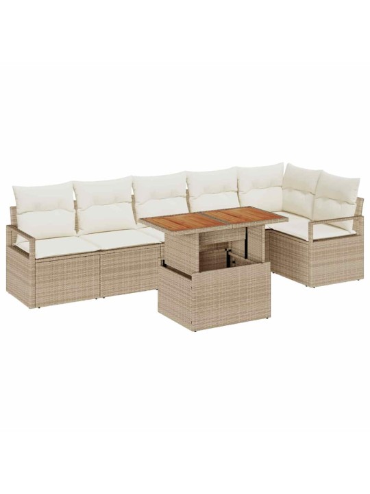 Dārza ēdamgalds 7 pcs bēšs un krēms 100 x 55 x 73 cm