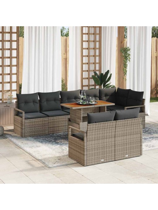 Dārza dīvānu komplekts 9 pcs pelēks un brūns 100 x 55 x 73 cm