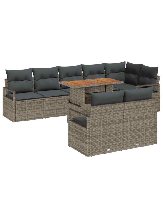 Dārza dīvānu komplekts 9 pcs pelēks un brūns 100 x 55 x 73 cm