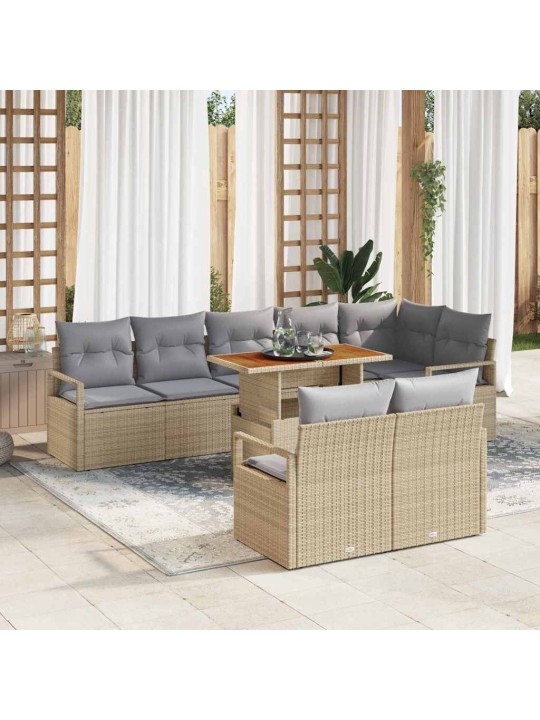 Dārza dīvānu komplekts 9 pcs bēšs un pelēks 100 x 55 x 73 cm