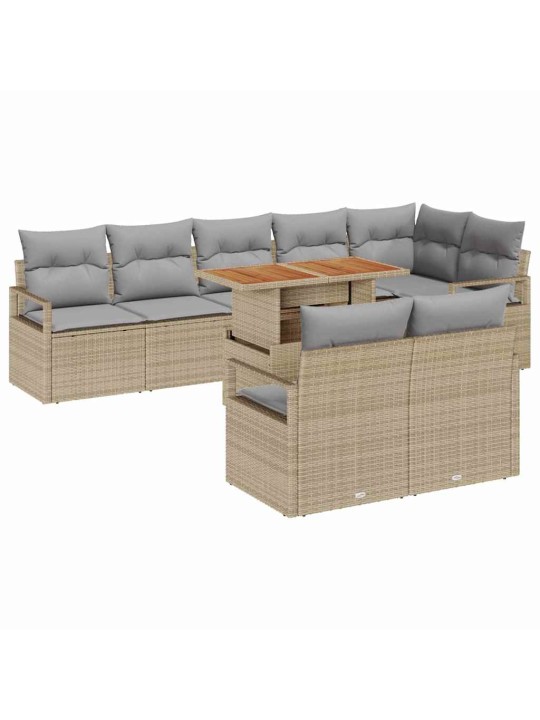 Dārza dīvānu komplekts 9 pcs bēšs un pelēks 100 x 55 x 73 cm