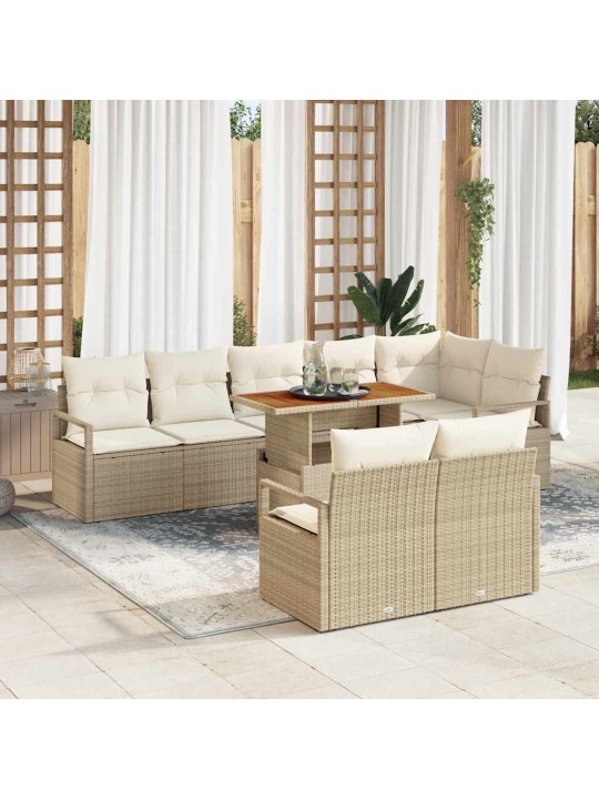 Dārza dīvānu komplekts 9 pcs bēšs un krēms 100 x 55 x 73 cm