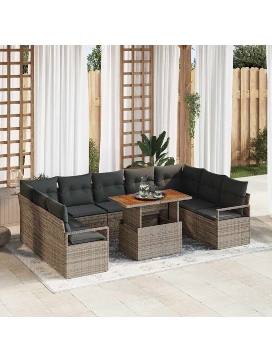Dārza dīvānu komplekts 10 pcs pelēks un brūns 100 x 55 x 73 cm