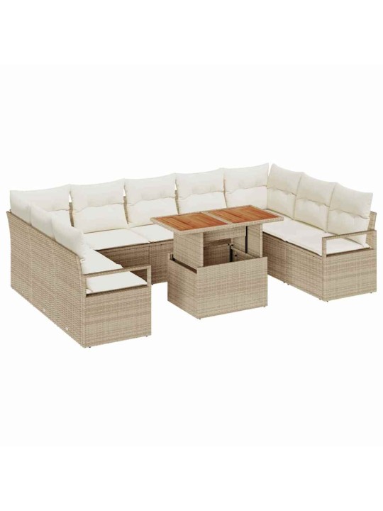 Dārza dīvānu komplekts 10 pcs bēšs un krēms 100 x 55 x 73 cm