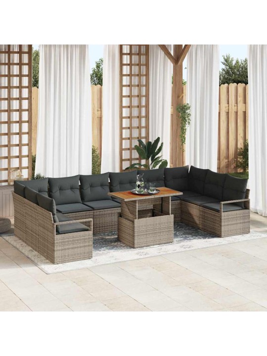 Dārza dīvānu komplekts 11 pcs pelēks un brūns 100 x 55 x 73 cm
