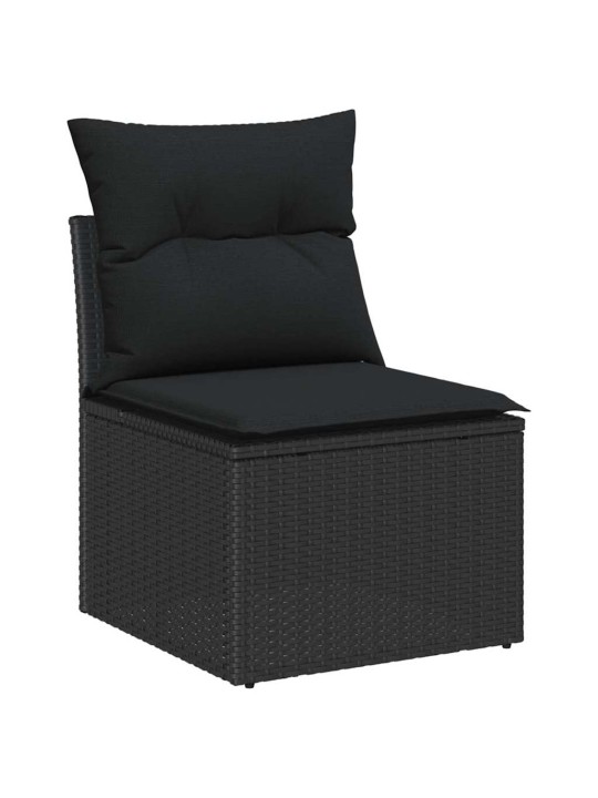 Dārza dīvānu komplekts 5 pcs melna poliūtu rotangpalma