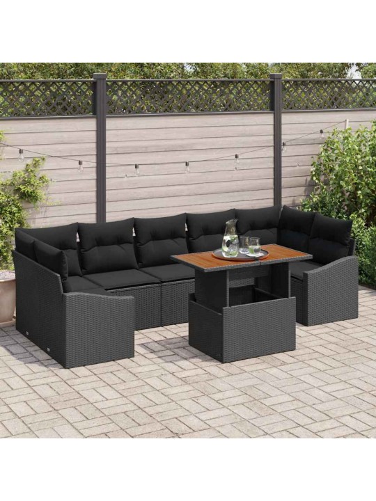 Dārza ēdamgalds ar spilvenu melns un brūns 100 x 55 x 73 cm