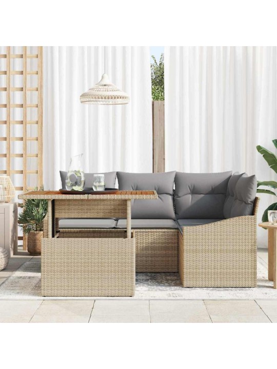 Dārza ēdamgalds ar spilvenu bēšs un pelēks 100 x 55 x 73 cm