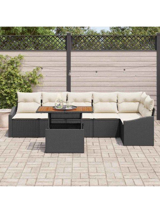 Dārza ēdamgalds ar spilvenu melns un krēmkrāsa 100 x 55 x 73 cm