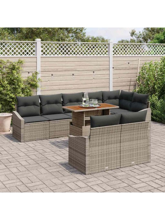 Dārza dīvānu komplekts 9 pcs pelēks un brūns 100 x 55 x 73 cm