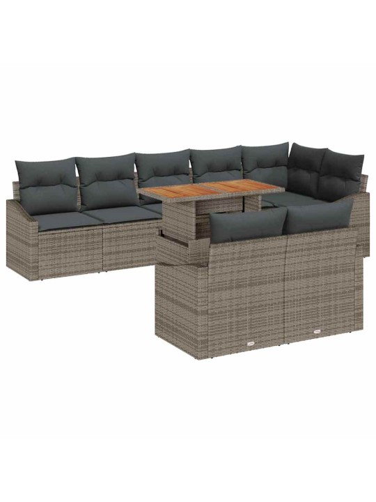 Dārza dīvānu komplekts 9 pcs pelēks un brūns 100 x 55 x 73 cm